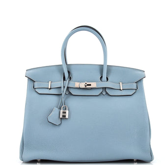 Hermes Birkin Handbag Blue Togo with Palladium Hardware 35