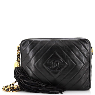 Chanel Vintage Diamond CC Camera Bag Chevron Lambskin Medium