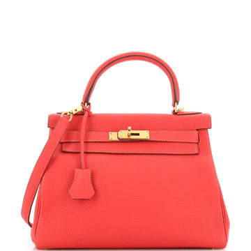 Hermes Kelly Handbag Red Togo with Gold Hardware 28
