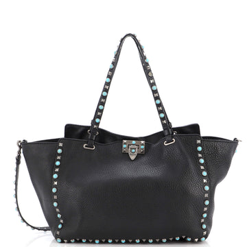 Valentino Garavani Rolling Rockstud Tote Leather with Cabochons Medium