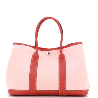Hermes Garden Party Tote Toile and Leather 30 Pink 22176393