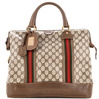 Gucci Vintage Web Frame Duffle Bag GG Coated Canvas Large