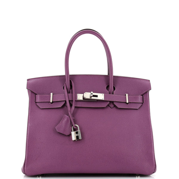 Hermes Purple/Pink Chevre Leather Palladium Hardware Birkin 30 Bag