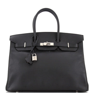 Hermes Birkin Handbag Black Epsom with Palladium Hardware 35