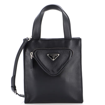 Prada Convertible Triangle Pocket Shopping Tote Nappa Leather Mini