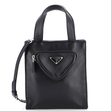 Prada Convertible Triangle Pocket Shopping Tote Nappa Leather Mini