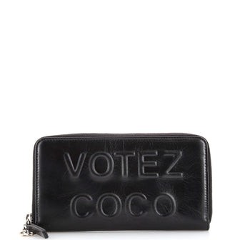Chanel Votez Coco Zip Around Wallet Embossed Leather