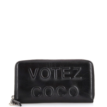 Chanel Votez Coco Zip Around Wallet Embossed Leather
