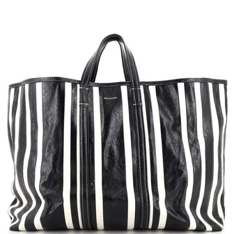 Balenciaga Barbes East West Shopper Tote Striped Leather Large
