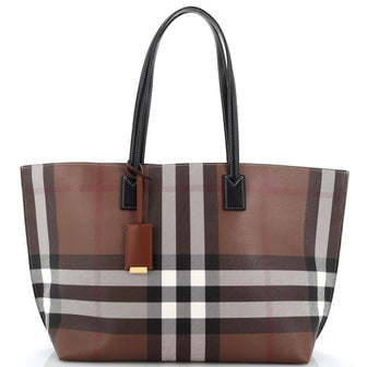 Burberry Open Tote Check E-Canvas Large