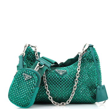 Prada Re-Edition 2005 Shoulder Bag Crystal Embellished Satin Small