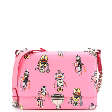 Prada Chain Pushlock Shoulder Bag Printed Saffiano Leather Medium