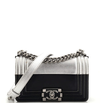 Chanel Bicolor Boy Flap Bag Calfskin Small