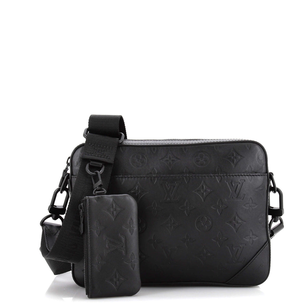 Louis Vuitton Duo Messenger Bag Monogram Shadow Leather Black 221769179