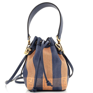 Fendi Mon Tresor Bucket Bag Pequin Raffia Mini
