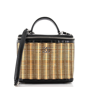 Chanel Take Away Vanity Case Rattan and Calfskin Medium