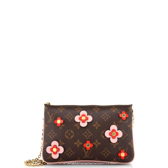 Louis Vuitton Double Zip Pochette Limited Edition Blooming Flowers Monogram Canvas