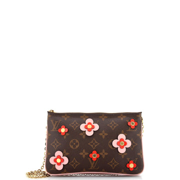 Louis Vuitton Double Zip Pochette Limited Edition Blooming Flowers Monogram Canvas