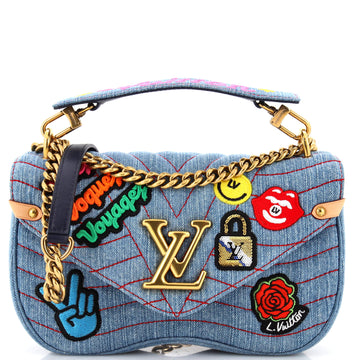 Louis Vuitton New Wave Chain Bag Limited Edition Patches Quilted Denim MM