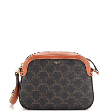 Celine Logo Camera Bag Triomphe Coated Canvas Small