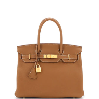 Hermes Birkin Handbag Brown Togo with Gold Hardware 30