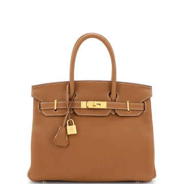Hermes Birkin Handbag Brown Togo with Gold Hardware 30