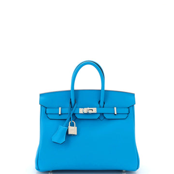 Hermes Birkin Handbag Blue Swift with Palladium Hardware 25