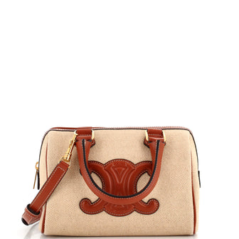 Celine Cuir Triomphe Boston Bag Canvas with Leather Small
