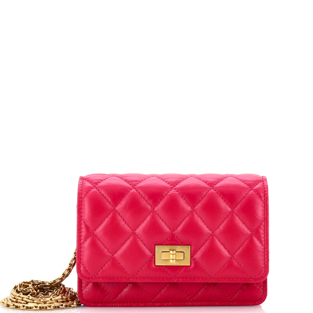 Chanel Reissue 2.55 Wallet on Chain Quilted Aged Calfskin Mini Pink  221769349