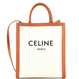 Celine Vertical Cabas Tote Canvas with Leather Small