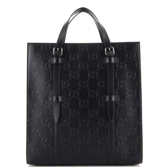 Gucci Tote Bag GG Embossed Perforated Leather Medium