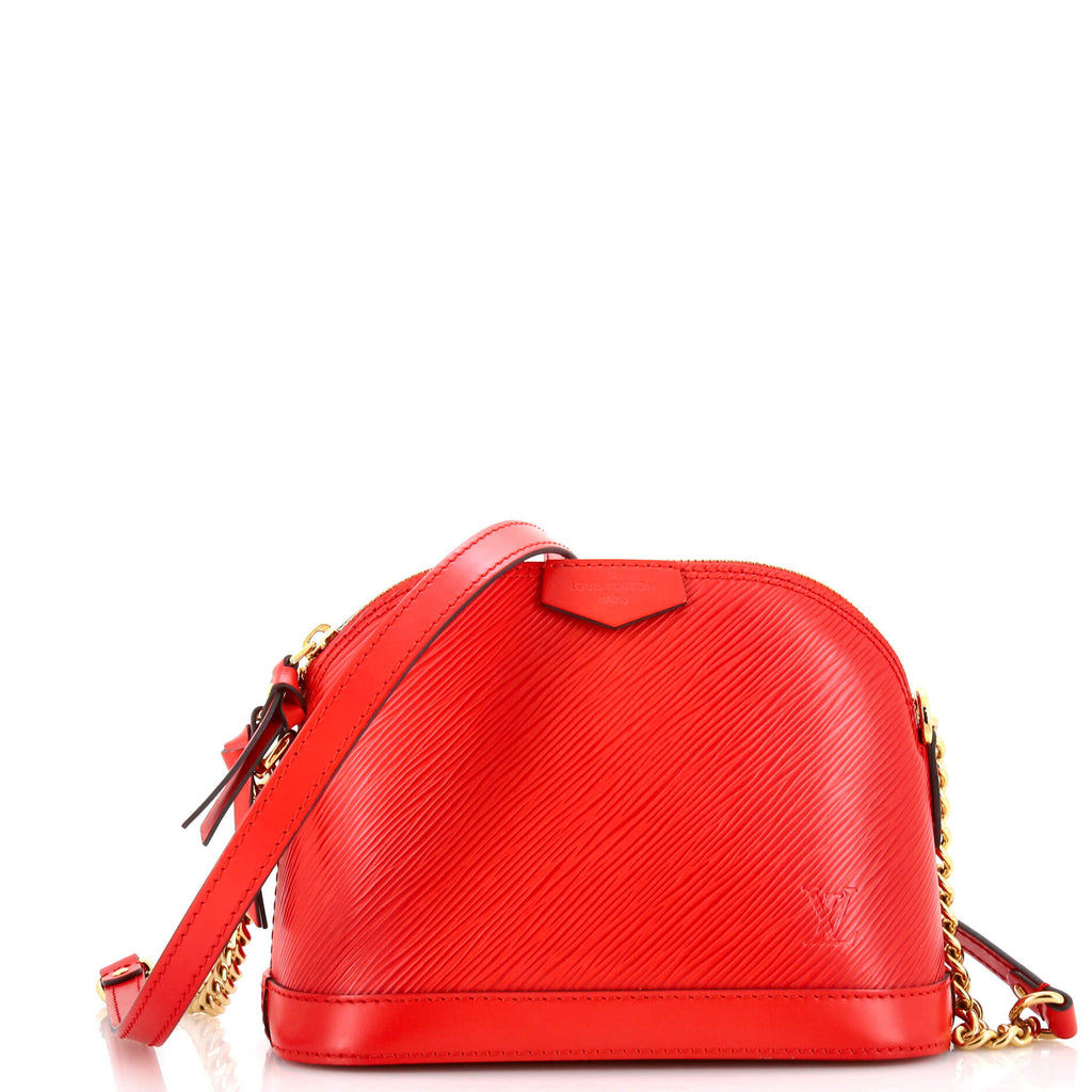 Louis Vuitton Alma Chain Handbag Epi Leather Mini Red 221769390