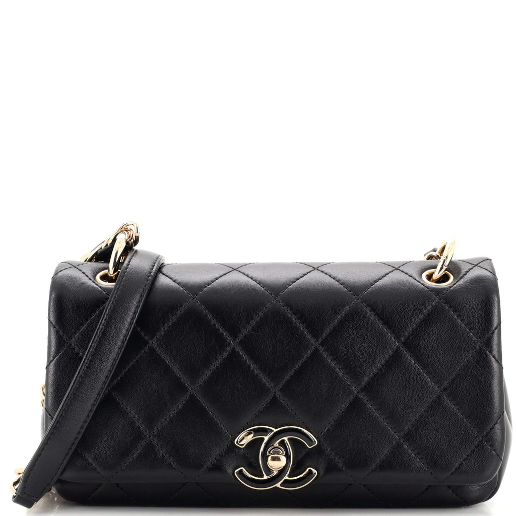 Chanel Twist Chain Enamel CC Flap Bag Quilted Lambskin Large - ShopStyle