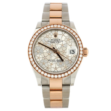 Rolex Oyster Perpetual Datejust Floral Motif Automatic Watch Stainless Steel and Rose Gold with Diamond Dial and Bezel 31