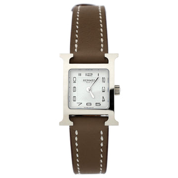 Hermes Heure H Quartz Watch Stainless Steel and Leather 17