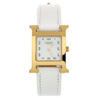 Hermes Heure H Quartz Watch Plated Metal and Leather 21