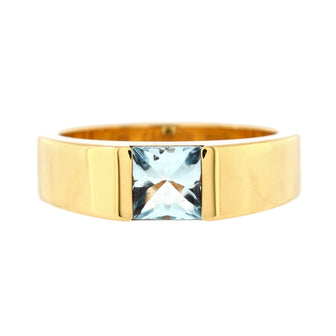 Cartier Tank Ring 18K Yellow Gold and Aquamarine Small