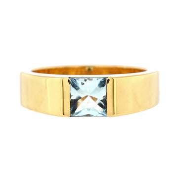 Cartier Tank Ring 18K Yellow Gold and Aquamarine Small