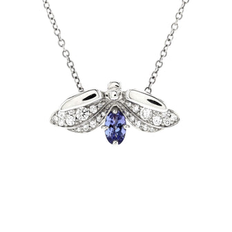 Tiffany & Co. Paper Flowers Firefly Pendant Necklace Platinum with Diamonds and Tanzanite Small