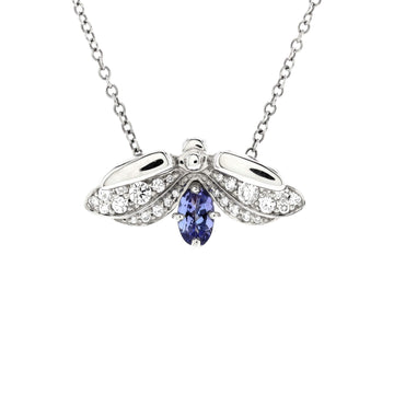 Tiffany & Co. Paper Flowers Firefly Pendant Necklace Platinum with Diamonds and Tanzanite Small