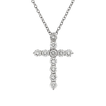 Tiffany & Co. Cross Pendant Necklace Platinum and Diamonds Small