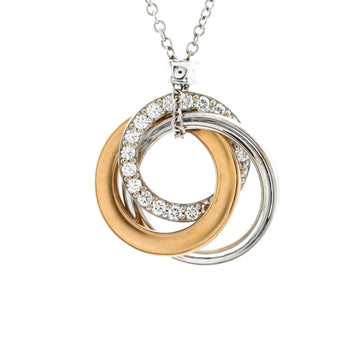 Tiffany & Co. Triple Interlocking Circles Pendant Necklace 18k White Gold with 18k Rose Gold and Diamonds