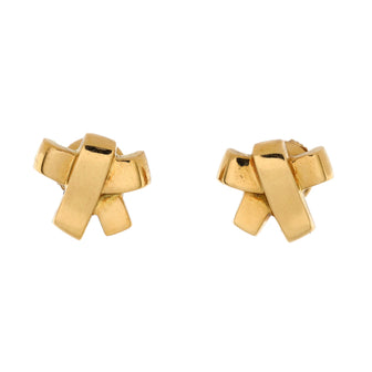 Hermes Bow Stud Earrings 18K Yellow Gold