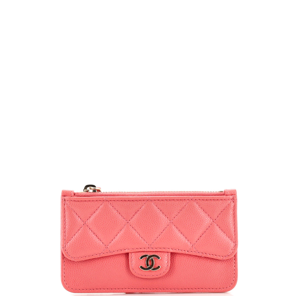 Chanel Flap Zip Card Holder Quilted Caviar Pink 22176963