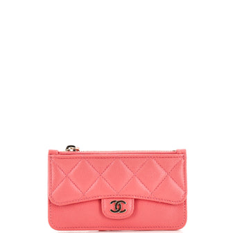 Chanel Flap Zip Card Holder Quilted Caviar