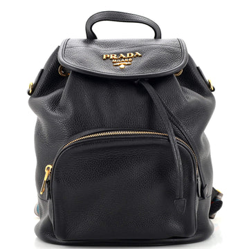 Prada Front Pocket Drawstring Backpack Vitello Daino Medium