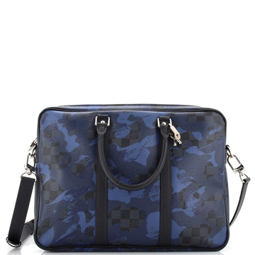 Louis Vuitton Porte-Documents Voyage Briefcase Limited Edition Camouflage Damier Cobalt PM