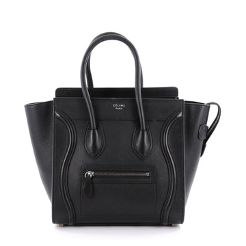 Celine Luggage Handbag Grainy Leather Micro Black 2217701