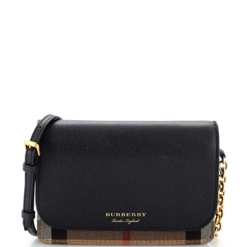 Burberry Hampshire Wallet on Chain Leather and House Check Canvas
