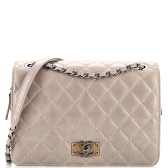 Chanel Day Trip Flap Bag Quilted Glazed Calfskin and Nubuck Medium